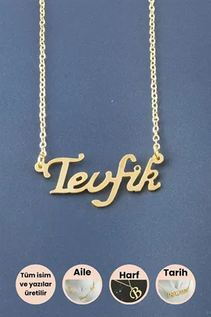 Tevfik İsimli Kolye - Sarı