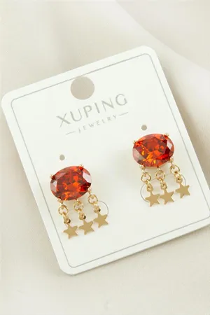 Xuping Yıldız Zirkon Taşlı Lüks Çelik Küpe - Sarı