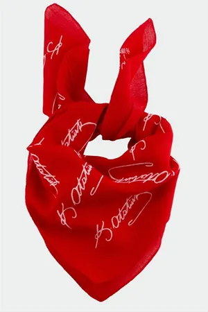Atatürk İmzalı Desenli Bandana 50*50 - Kırmızı