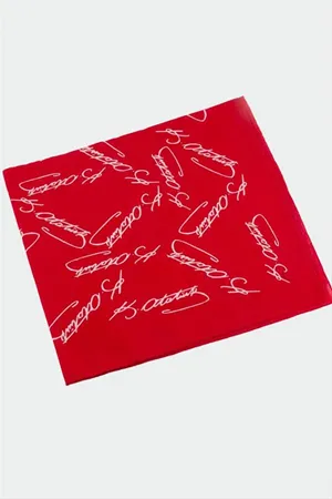 Atatürk İmzalı Desenli Bandana 50*50 - Kırmızı