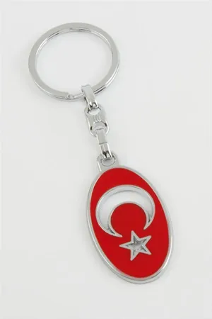 Ay Yıldız Metal Anahtarlık - Kırmızı
