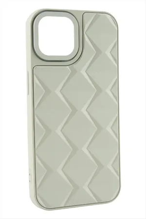 iPhone 15 Pro Max Prizma Desenli Lüx Liza Kılıf - Krem