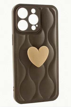 iPhone 15 Pro Max Kalpli Lüx Silikon Kılıf - Kahverengi