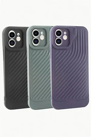 iPhone 11 6.1 Çizgili Lüx Gear Silikon Kılıf - Bordo