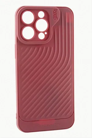 iPhone 14 Pro Max Çizgili Lüx Gear Silikon Kılıf - Bordo