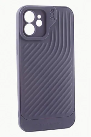 iPhone 12 6.1 Çizgili Lüx Gear Silikon Kılıf - Mor