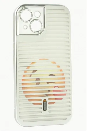 iPhone 13 Desenli Lüx Silikon Kılıf - Açık Gri