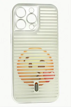 iPhone 15 Pro Max Desenli Lüx Silikon Kılıf - Açık Gri