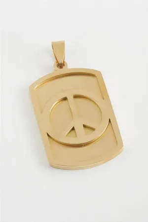 Barış İşareti Çelik Kolye Ucu 2,5*4 cm - Sarı