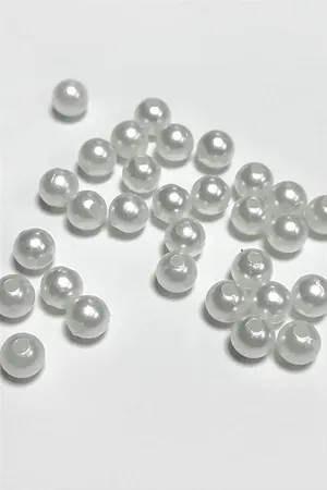 6 mm Delikli İnci Boncuk 500 Gram - Beyaz