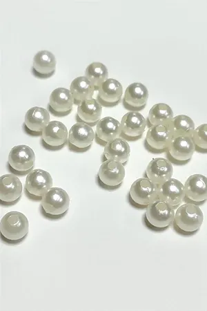 6 mm Delikli İnci Boncuk 500 Gram - Krem