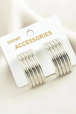 Hasır Şekilli Trend Metal Küpe - Gümüş Rengi