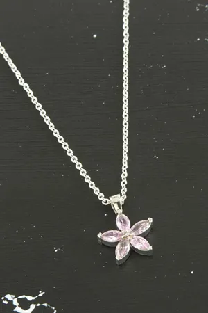 Papatya Zirkon Taşlı Trend Kolye - Açık Pembe