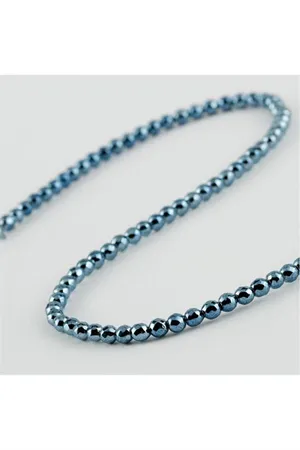 4 mm Fasetli Hematit Taşı - Mavi