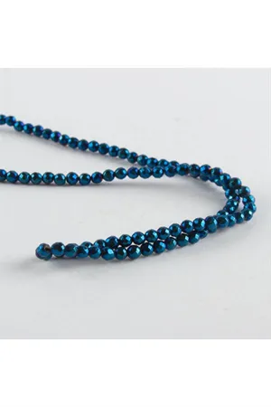 3 mm Fasetli Hematit Taşı - Mavi