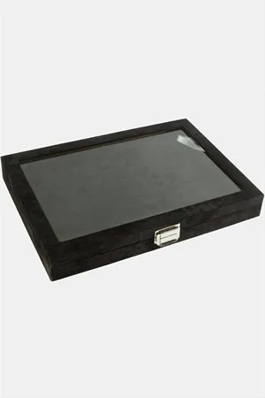 Cam Kapaklı Anfora Kumaş Batırmalı Yüzük Standı 24*34 cm - Siyah