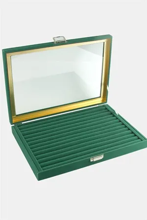 Cam Kapaklı Anfora Kumaş Kelepçe Yüzük Standı 24*34 cm - Açık Pembe