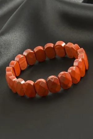 Oval Kesim Jasper Doğaltaşlı Bileklik - Kiremit