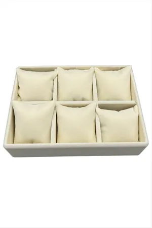6'lı Anfora Kumaş Yastıklı Tabla - Krem