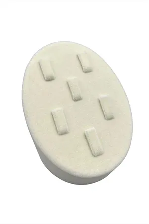 6 Tırnaklı Oval Anfora Kumaş Yüzük Standı - Krem