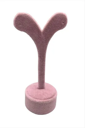 Golf Anfora Kumaş Kaplamalı Küpe Standı - Açık Pembe