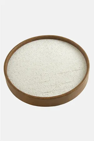 Yuvarlak Ahşap Deri Yüzüklük 20 cm - Kiremit