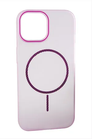iPhone 15 Pro Max Buzlu Magsaff Kapak Kılıf - Pembe