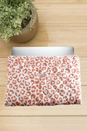 Leopar Desenli Labtop Bilgisayar Çantası 13*14 inç - Yavruağzı