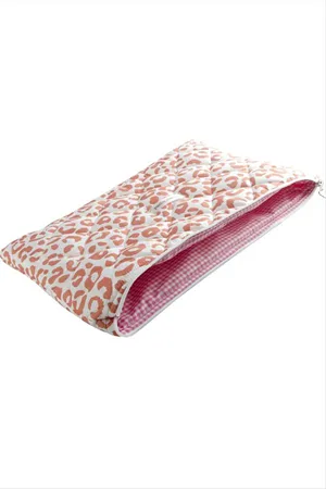 Leopar Desenli Labtop Bilgisayar Çantası 13*14 inç - Yavruağzı