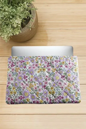Çiçek Desenli Labtop Bilgisayar Çantası 13*14 inç - Ebruli