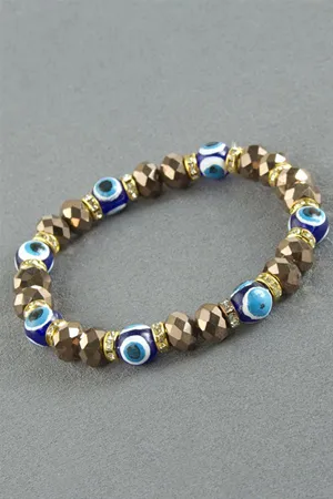 Nazar Taşlı Kristal Bileklik - Sarı-1