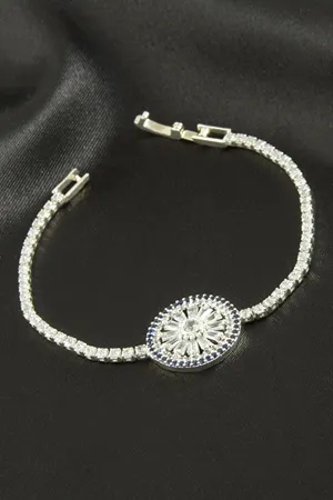 Yuvarlak Zirkon Taşlı Çocuk Bileklik 16 cm - Sarı