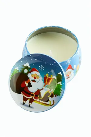 Noel Baba Yılbaşı Kapaklı Mum 8 cm - Mavi