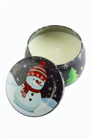 Kardan Adam Yılbaşı Kapaklı Mum 8 cm - Lacivert