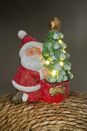 Noel Baba Işıklı Yılbaşı Biblo - Kırmızı