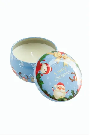 Kardan Adam Yılbaşı Kapaklı Mum 6 cm - Mavi