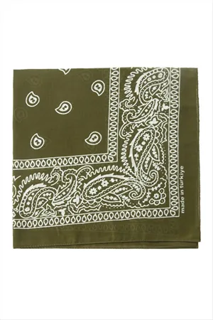 Çini Desenli Bandana 50*50 - Asker Yeşili