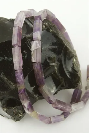 1,4 cm Dikdörtgen Boru Ametist Taşı - Mor