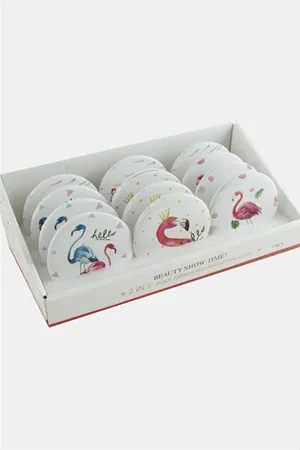 Flamingo Desenli Yuvarlak El Aynası - Beyaz