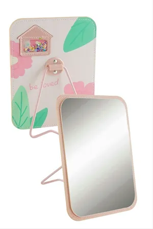 Çiçek Desenli Masa Aynası - Pembe