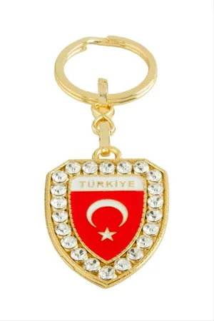 Ay Yıldız Taşlı Anahtarlık - Sarı