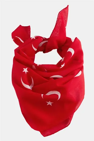 Ay Yıldız Desenli Bandana 50*50 - Kırmızı