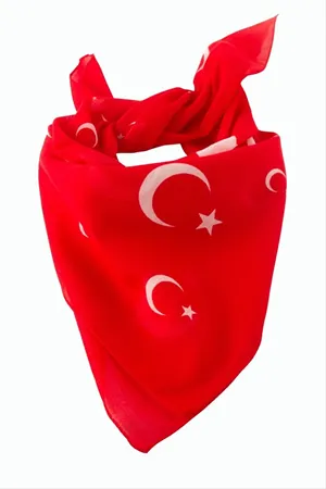 Ay Yıldız Desenli Bandana 50*50 - Kırmızı