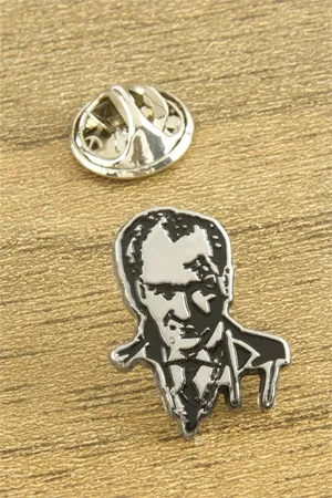 Atatürk Yaka Rozet - Gümüş Rengi