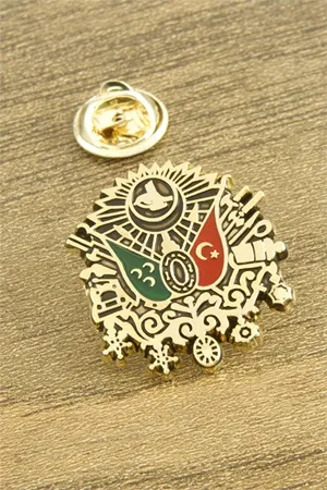 Osmanlı Tuğrası Yaka Rozet - Sarı
