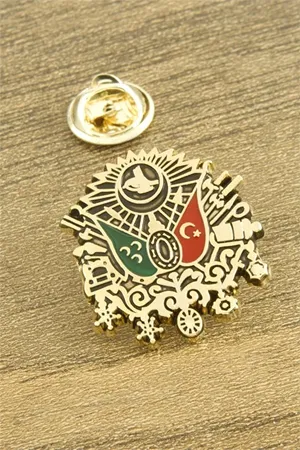 Osmanlı Tuğrası Yaka Rozet - Gümüş Rengi