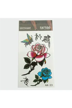 Gül Tattoo Dövme Sticker - Beyaz