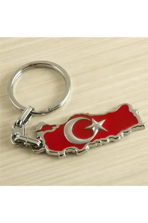 Ay Yıldız Metal Anahtarlık - Kırmızı