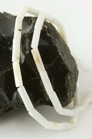 1,4 cm Boru Sedef Taşı - Beyaz