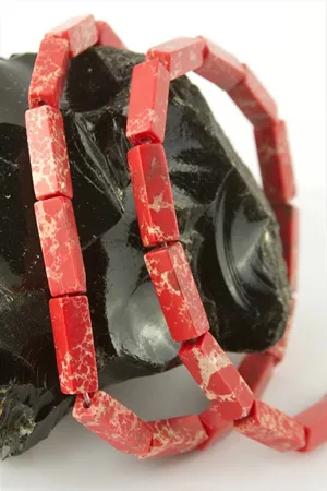 1,3 cm Dikdörtgen Boru Varisit Taşı - Kırmızı